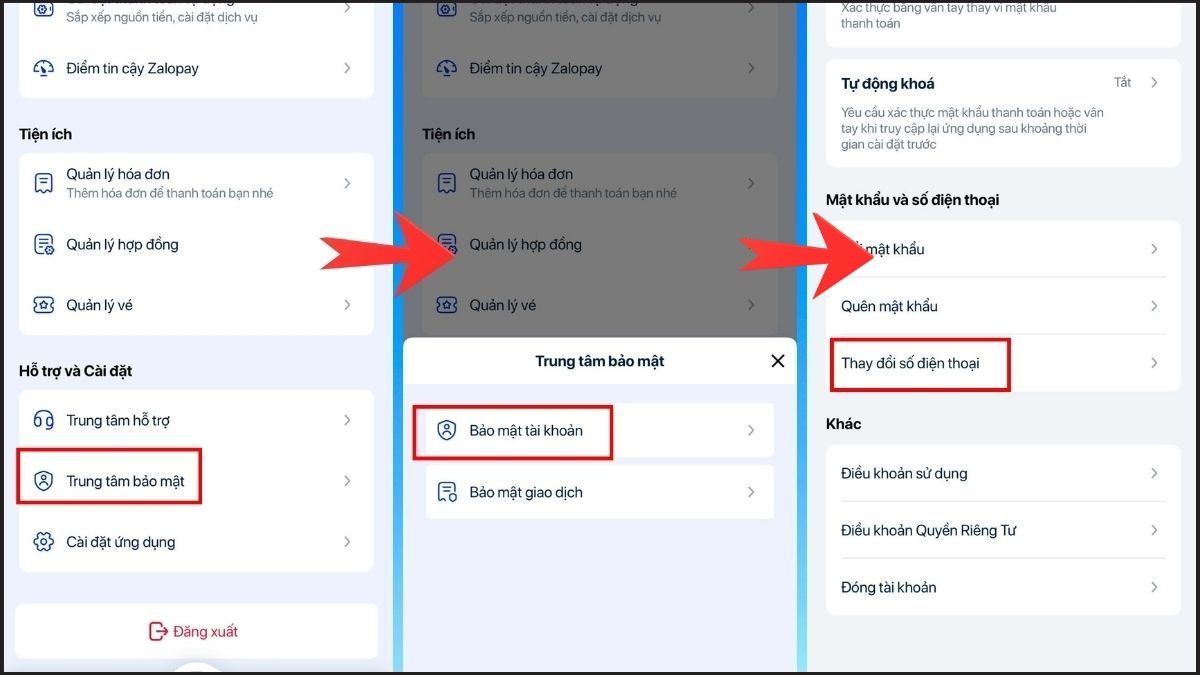 Cách đổi số điện thoại Zalo Pay bước 2