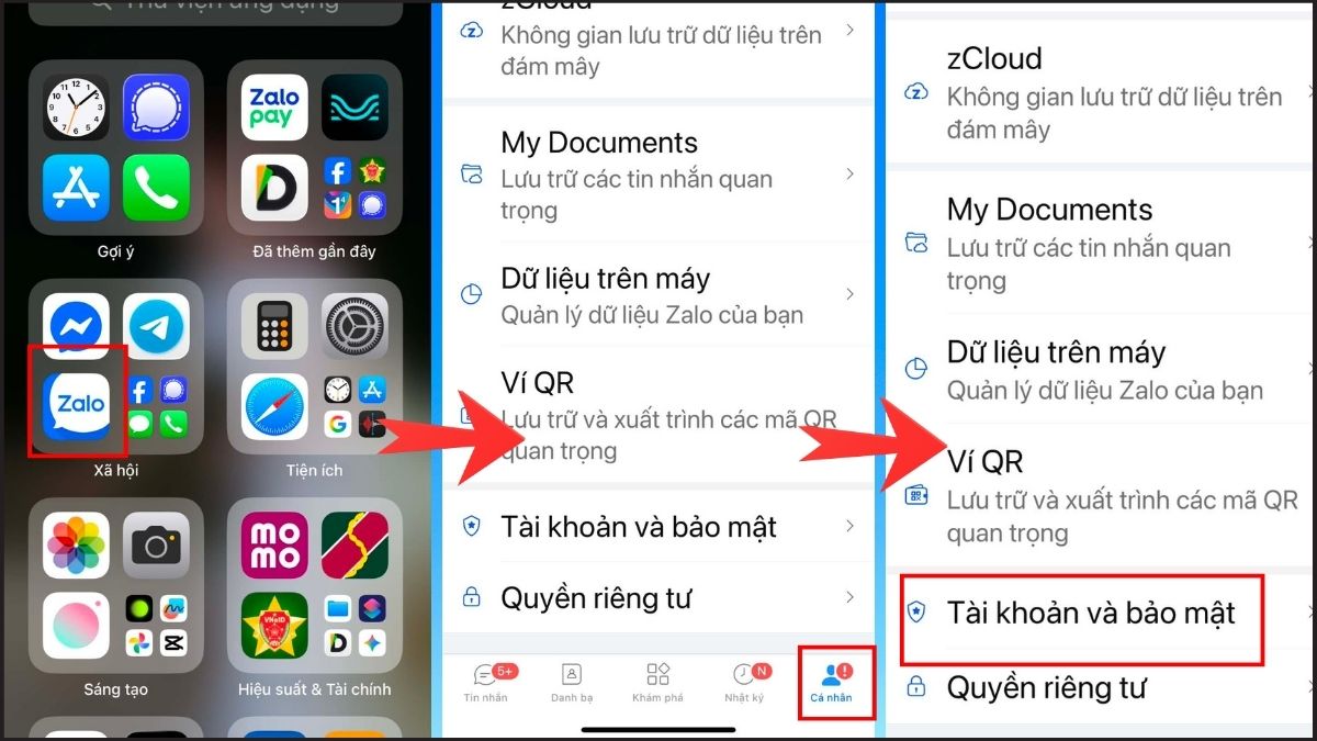 Cách đổi số điện thoại Zalo Pay qua Zalo bước 1