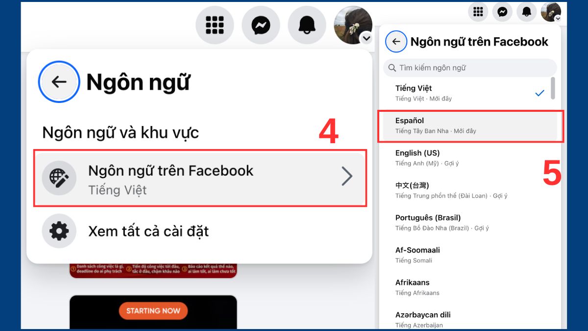 Cách đổi tên Facebook chứa ký tự đặc biệt bước 4, 5