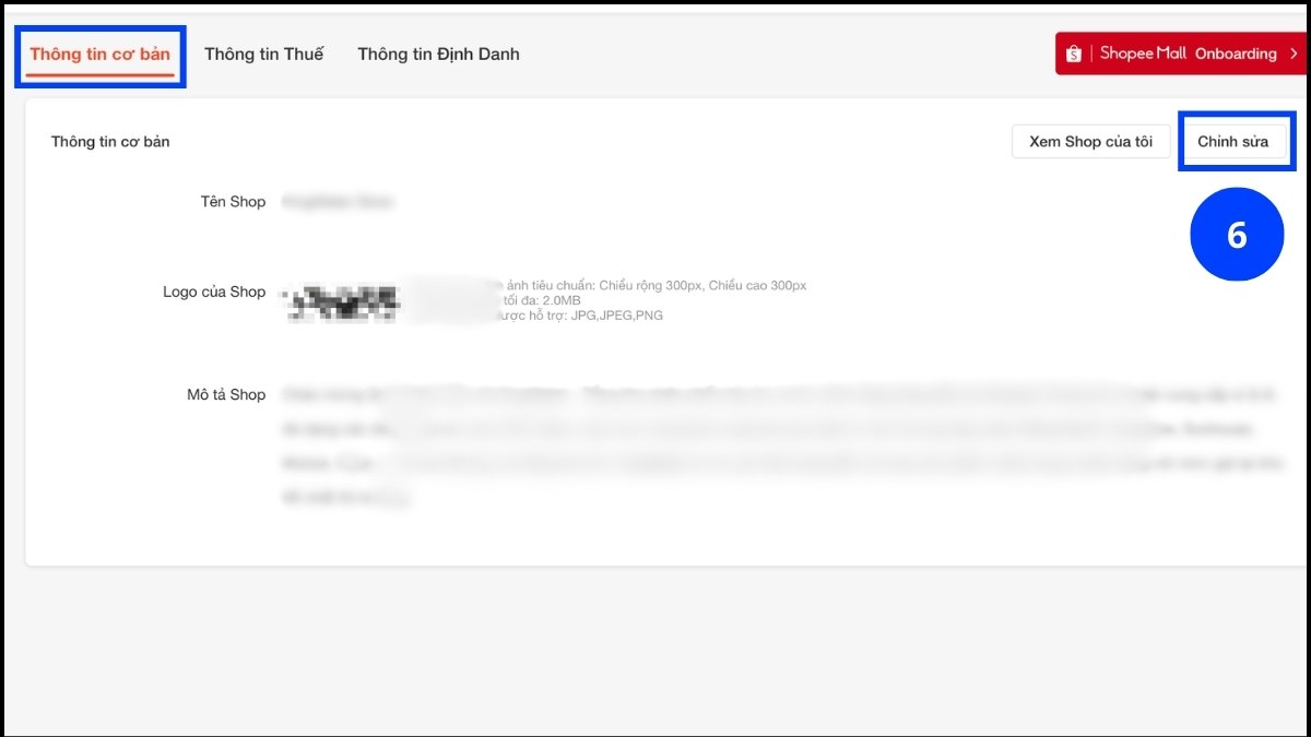 Cách đổi tên Shopee cho tài khoản bán hàng trên máy tính bước 3