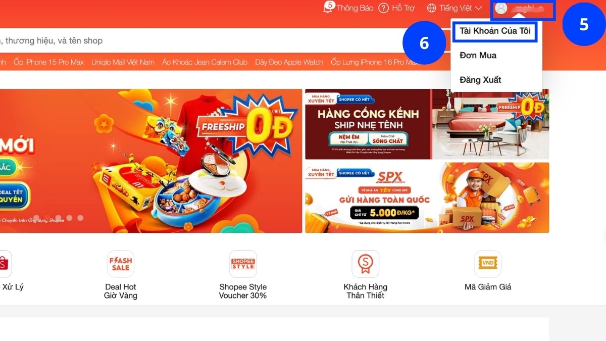 Cách đổi tên Shopee trên máy tính bước 3