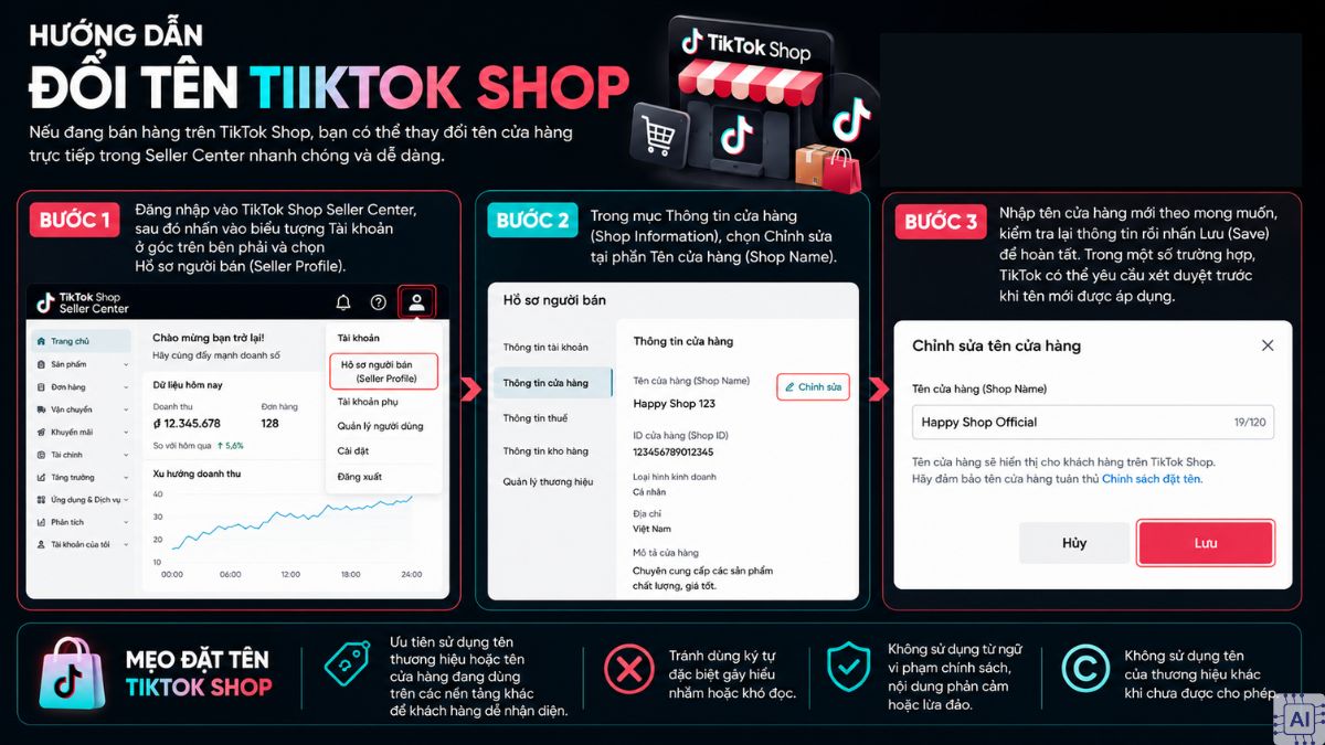 Cách đổi tên TikTok Shop đúng quy định