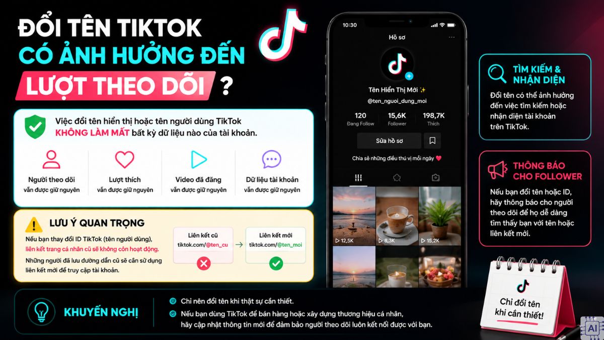 Cách đổi tên TikTok không ảnh hưởng lượt theo dõi