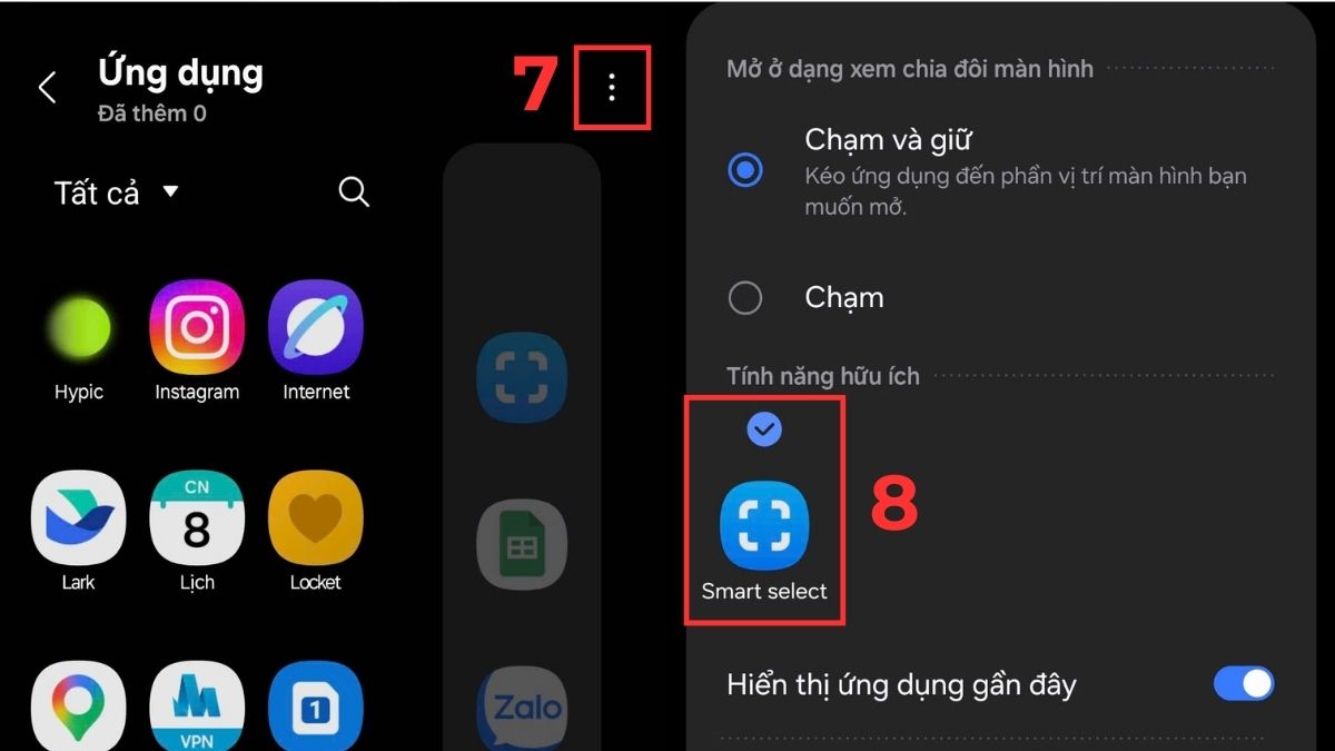 Cách đưa nút chụp màn hình ra ngoài Samsung trên Bảng ở cạnh bước 3-2