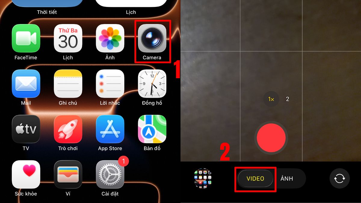 Cách ghi hình kép trên iPhone 17 bước 1