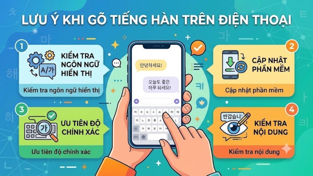 Cách gõ bàn phím tiếng Hàn trên điện thoại và các lưu ý