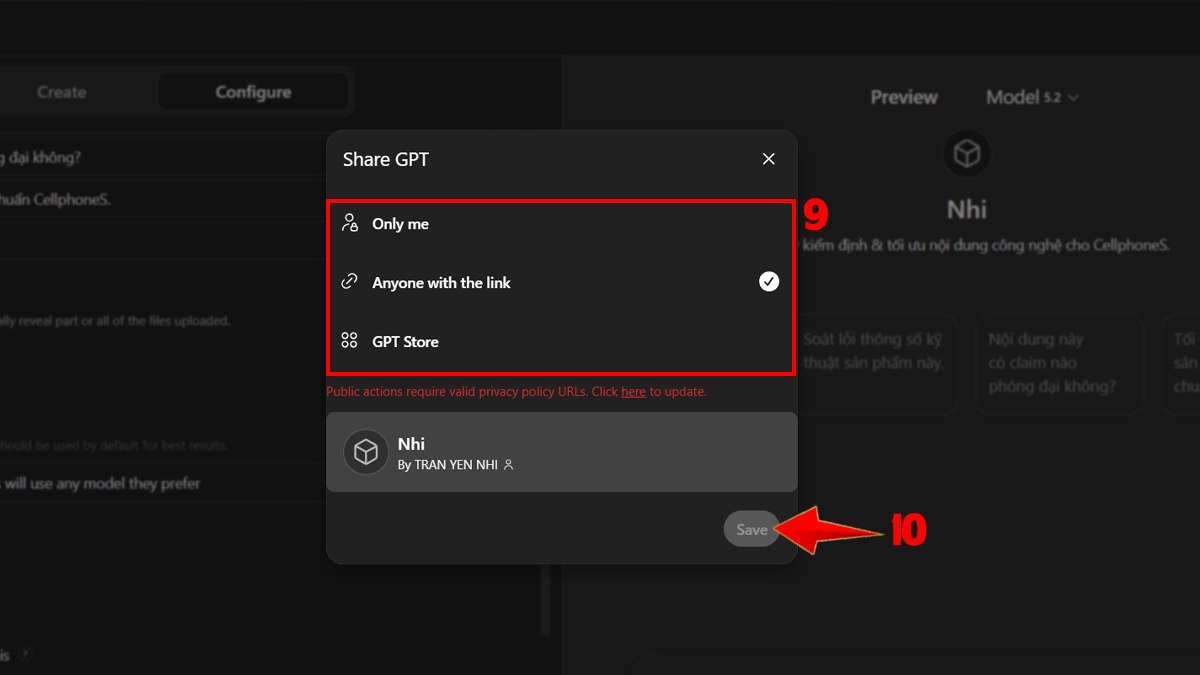 Cách huấn luyện ChatGPT - Tạo Custom GPTs bước 4-2