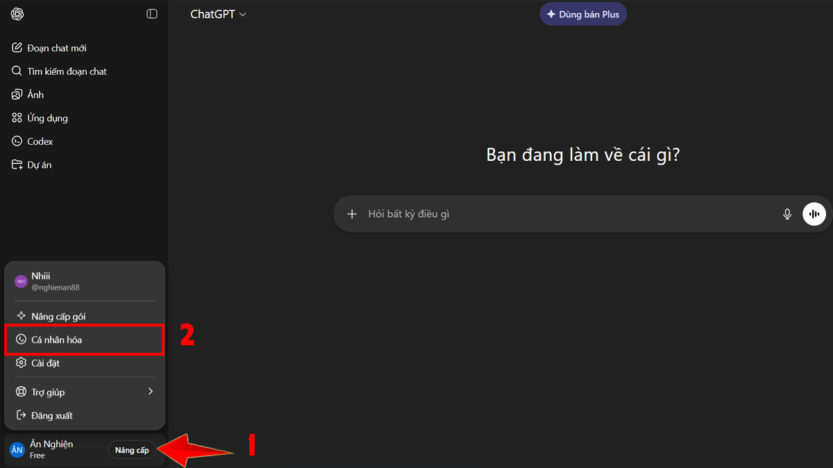 Cách huấn luyện ChatGPT - Dùng Custom Instructions bước 1