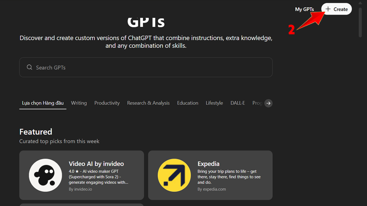 Cách huấn luyện ChatGPT - Tạo Custom GPTs bước 1-1