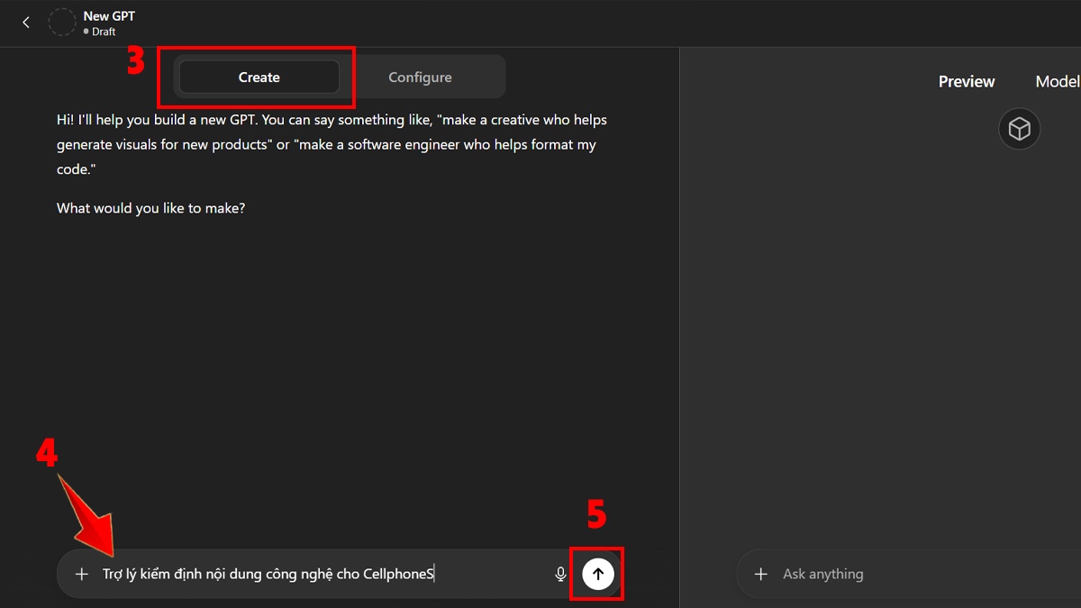 Cách huấn luyện ChatGPT - Tạo Custom GPTs bước 2