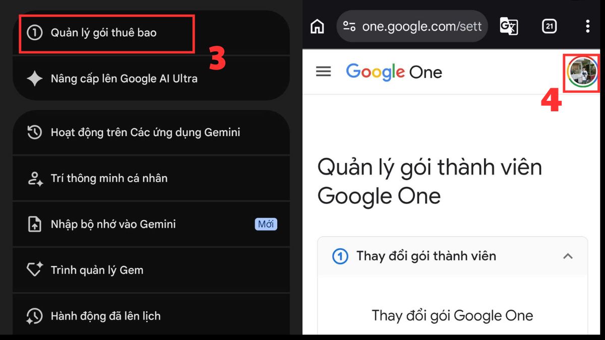 Cách hủy Gemini Advanced trên app Gemini bước 2