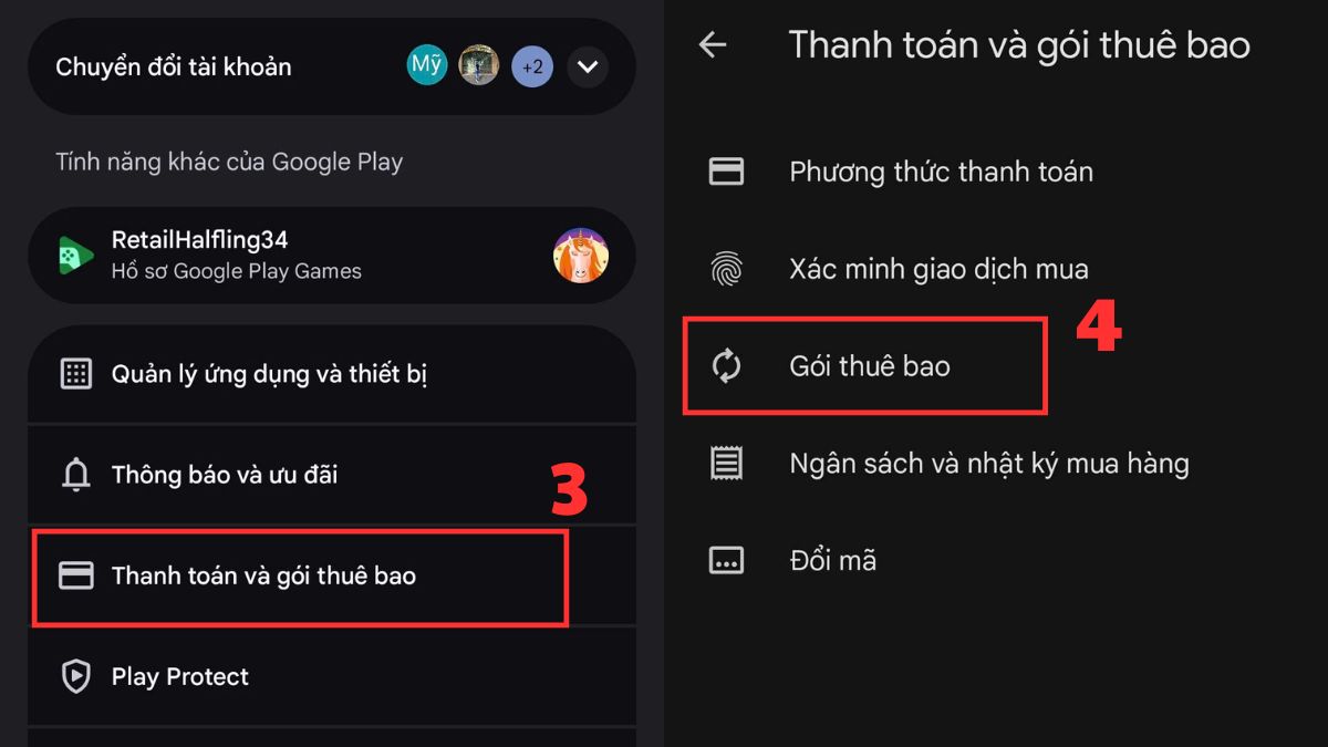 Cách hủy Gemini Advanced qua Google Play bước 2