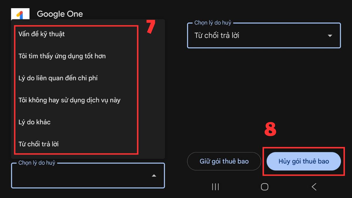 Cách hủy Gemini Advanced qua Google Play bước 4