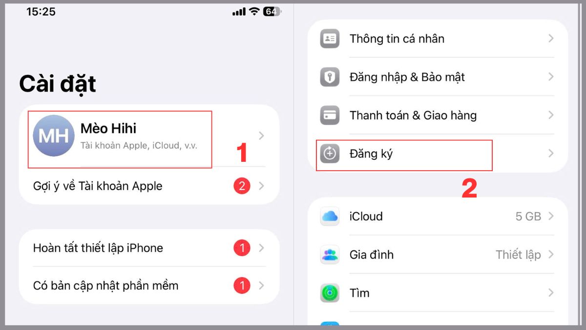 Cách hủy gói Gemini Advanced trên iOS bước 1, 2