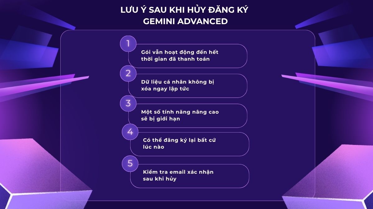 Cách hủy gói Gemini Advanced và các lưu ý