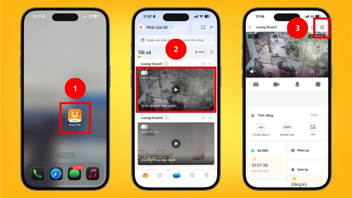 Cách khởi động lại Camera Imou qua Imou Life bước 1