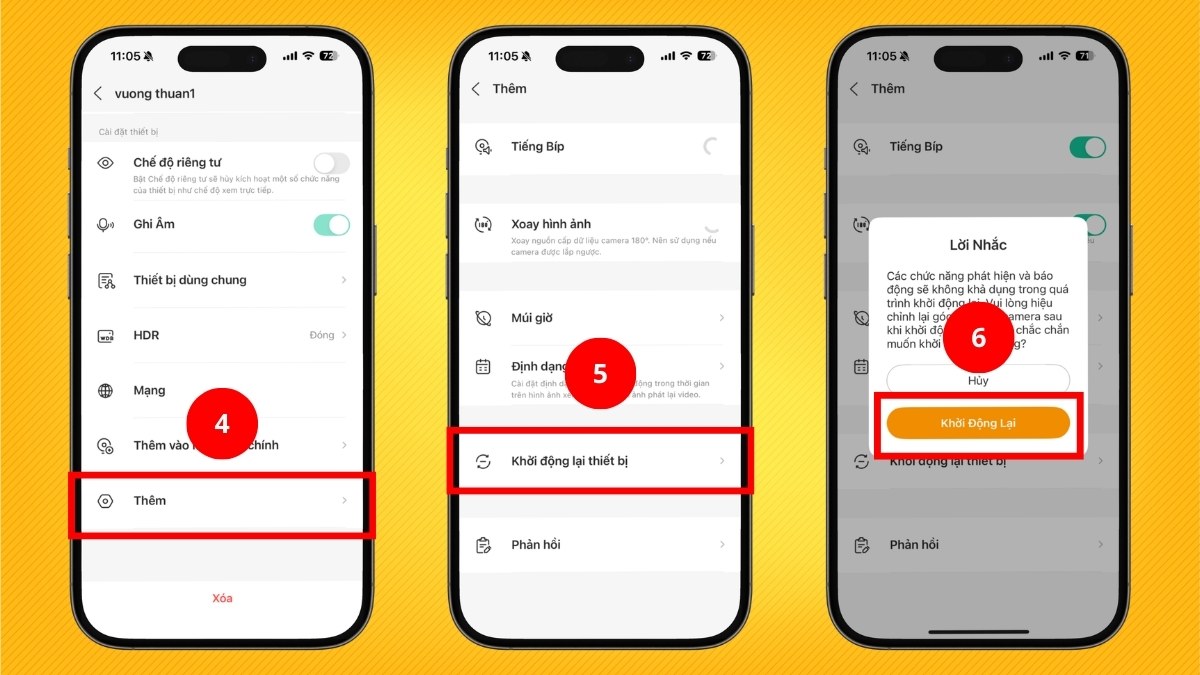 Cách khởi động lại Camera Imou qua Imou Life bước 2