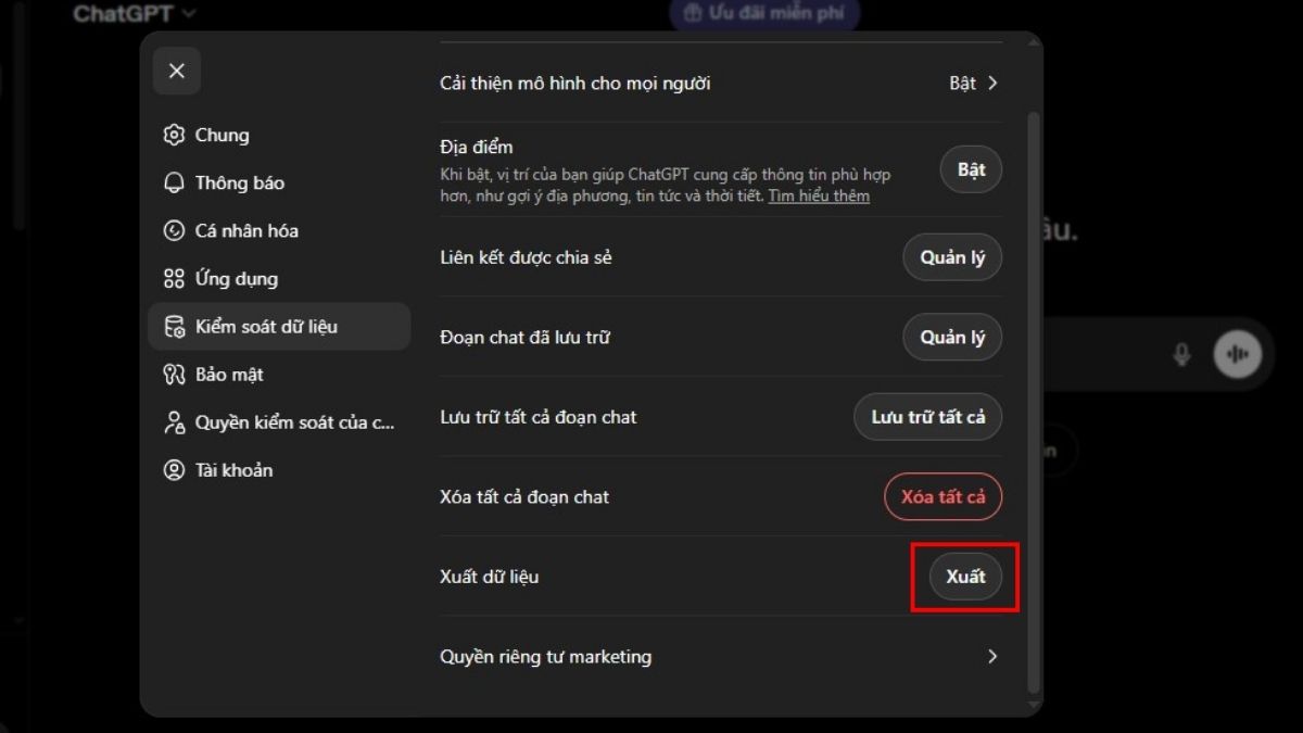 Lưu trữ và cách khôi phục đoạn chat đã xóa trên ChatGPT bằng cách dùng Export Data bước 4