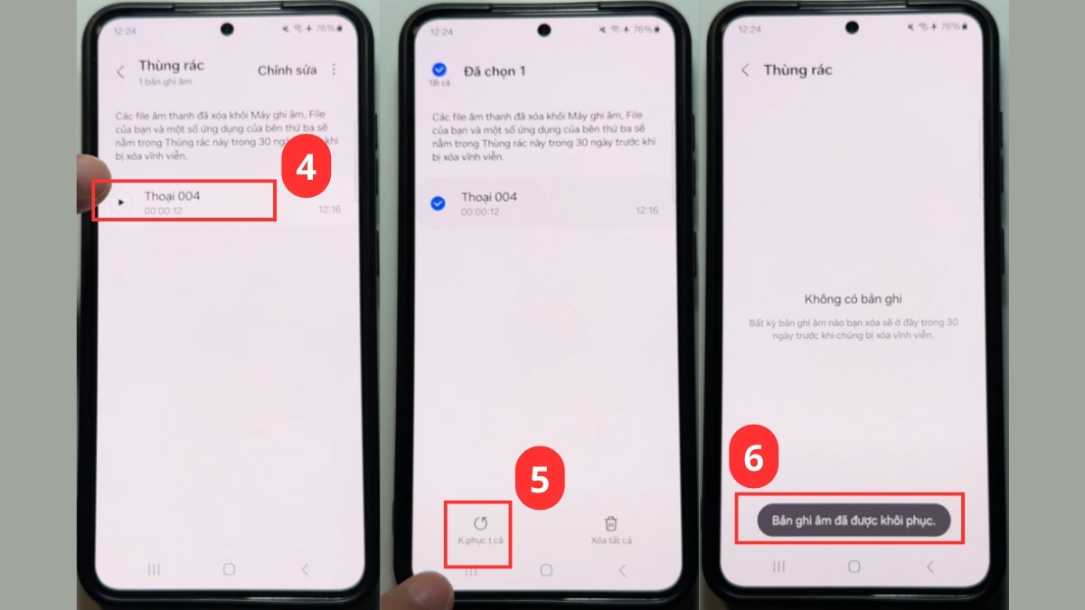Cách khôi phục ghi âm đã bị xóa trên Samsung qua Recycle Bin bước 4