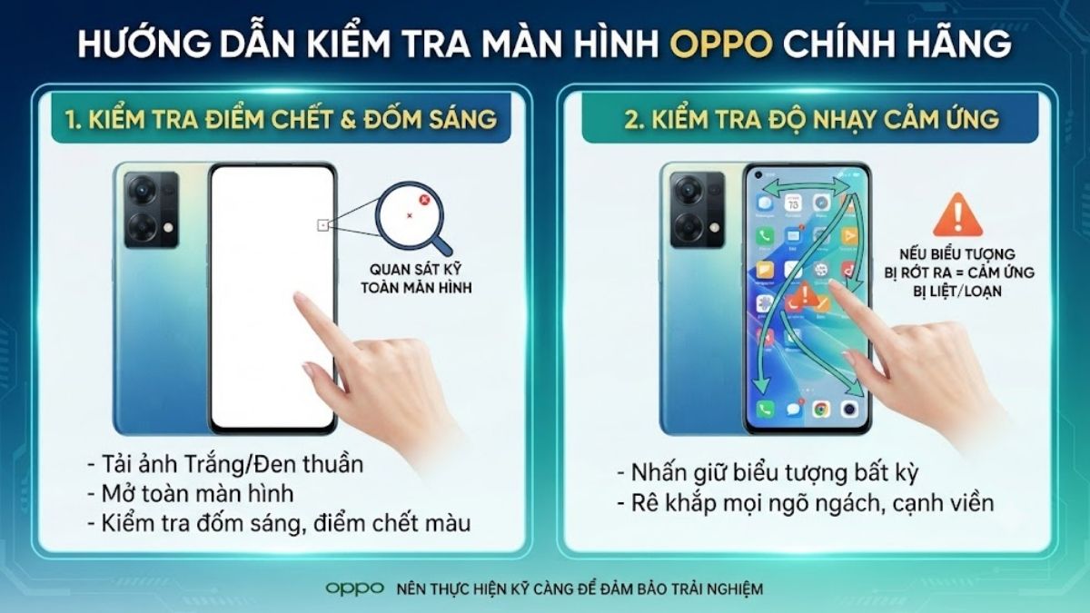 Cách kiểm tra OPPO chính hãng - Kiểm tra màn hình