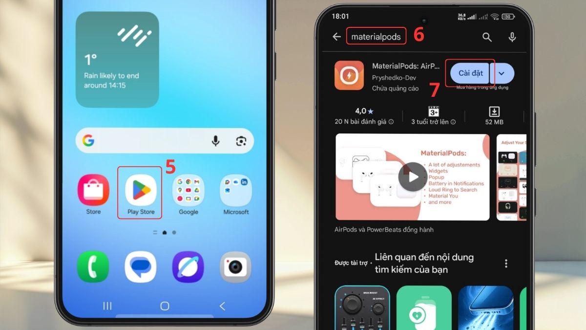 Cách kiểm tra pin Airpods trên điện thoại bước 5, 6, 7