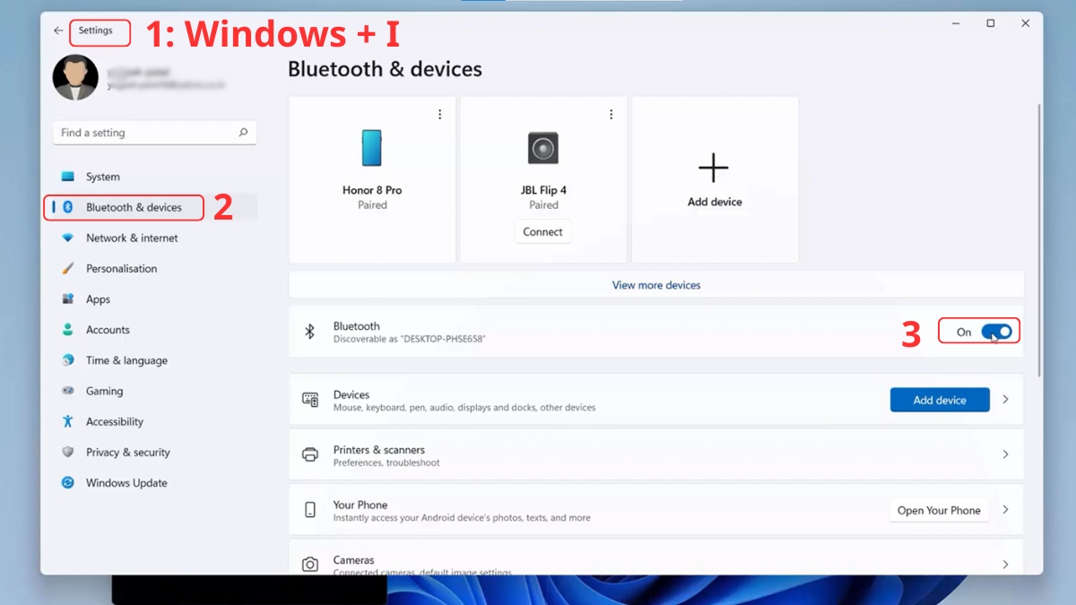 Cách kiểm tra pin Airpods trên Windows bước 1, 2, 3