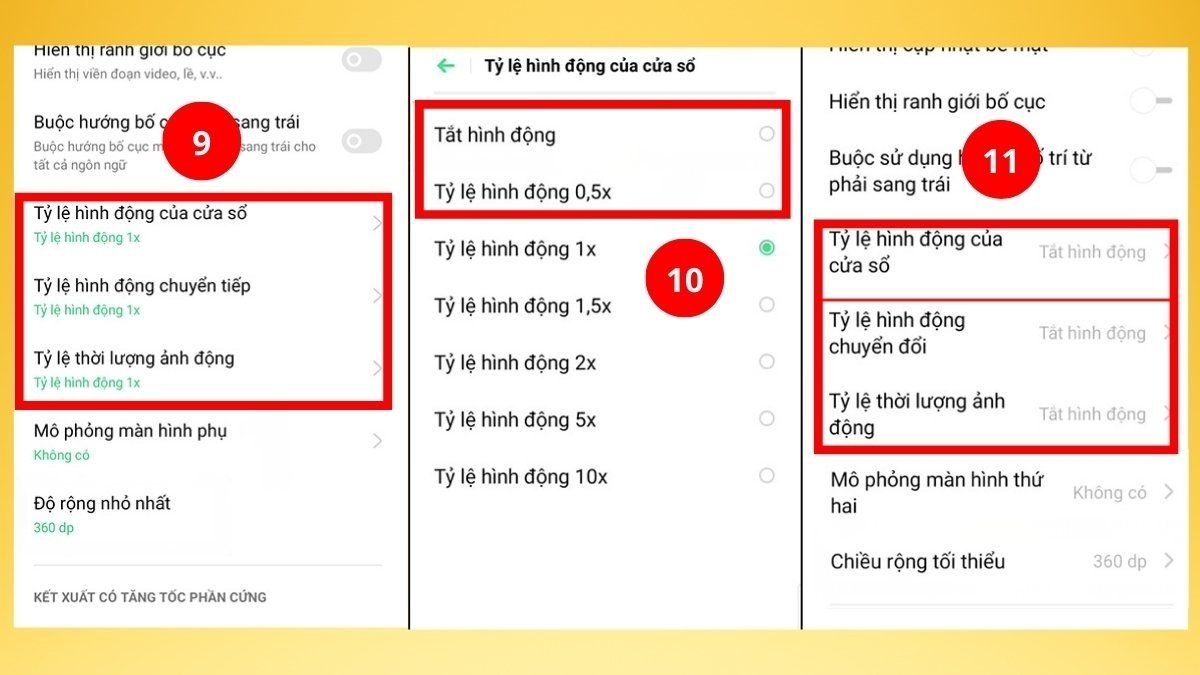 Cách làm điện thoại OPPO chạy mượt hơn - Giảm hiệu ứng hình động bước 9, 10, 11