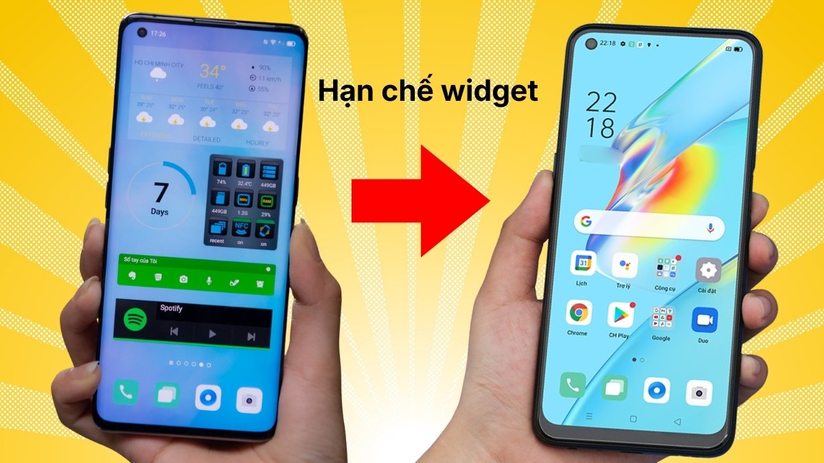 Cách làm điện thoại OPPO chạy mượt hơn - Bỏ widget dư thừa
