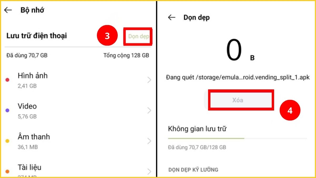 Cách làm điện thoại OPPO chạy mượt hơn - Dọn dẹp bộ nhớ bước 2