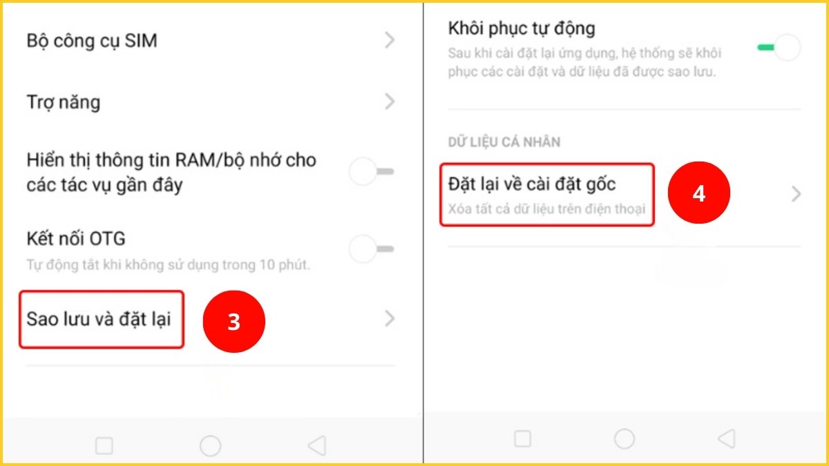 Cách làm điện thoại OPPO chạy mượt hơn - Reset cấu hình bước 2