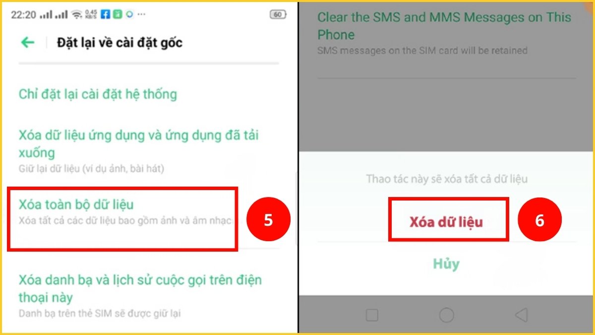 Cách làm điện thoại OPPO chạy mượt hơn - Reset cấu hình bước 3