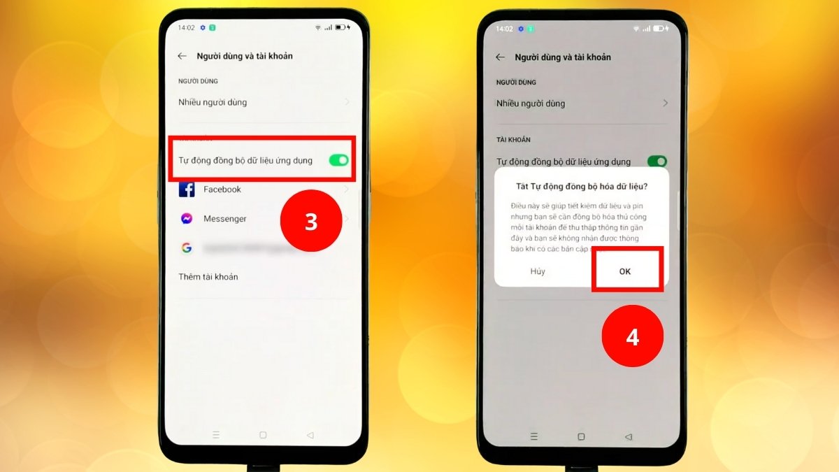 Cách làm điện thoại OPPO chạy mượt hơn - Tắt tự đồng bộ bước 2