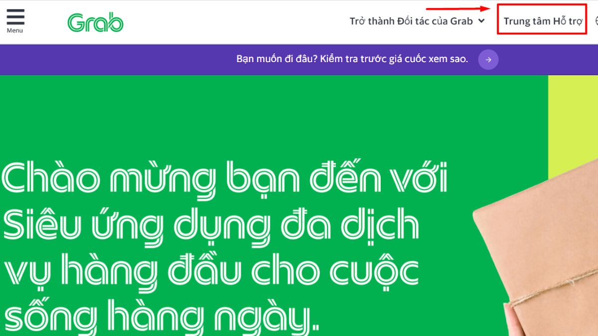 Cách lấy hóa đơn Grab trên website bước 1