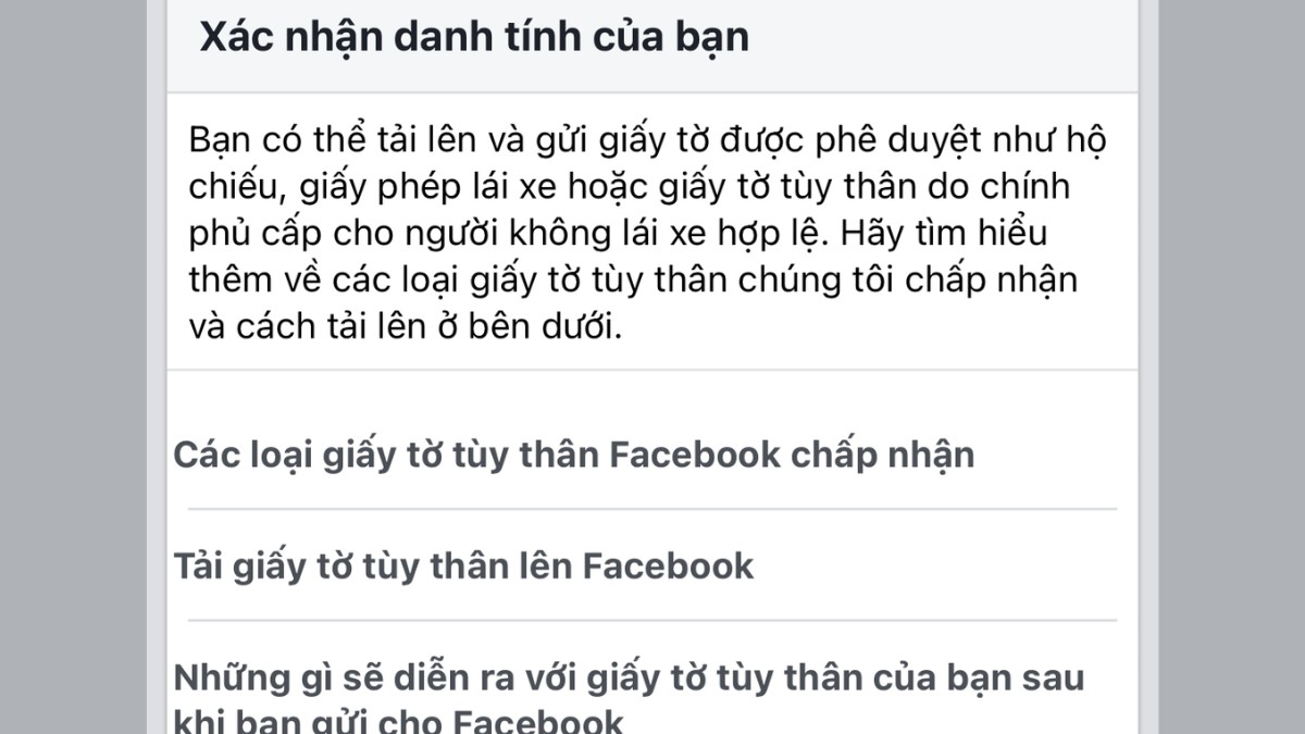 Cách lấy lại Facebook cũ trên điện thoại - Cung cấp giấy tờ tùy thân