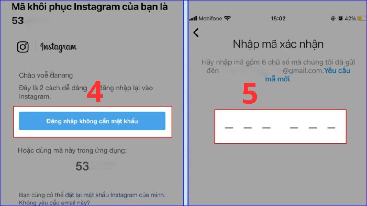 Cách lấy lại mật khẩu Instagram trên iPhone bước 4, 5 - Trường hợp 2