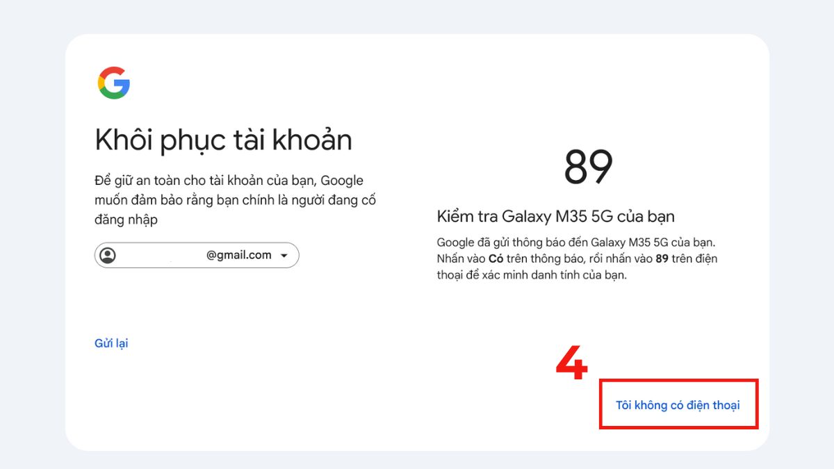 Cách lấy mã xác minh Gmail khi không có số điện thoại bước 2-2