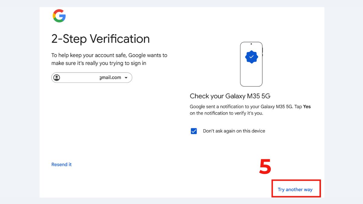 Cách lấy mã xác minh Gmail qua tin nhắn SMS hoặc cuộc gọi bước 2