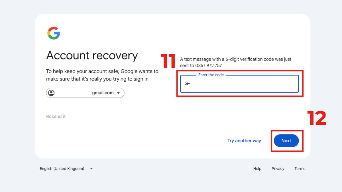 Cách lấy mã xác minh Gmail qua tin nhắn SMS hoặc cuộc gọi bước 3-2