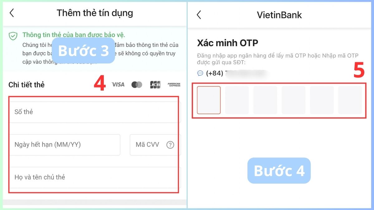 Cách liên kết thẻ ngân hàng với Shopee Pay bước 3, 4