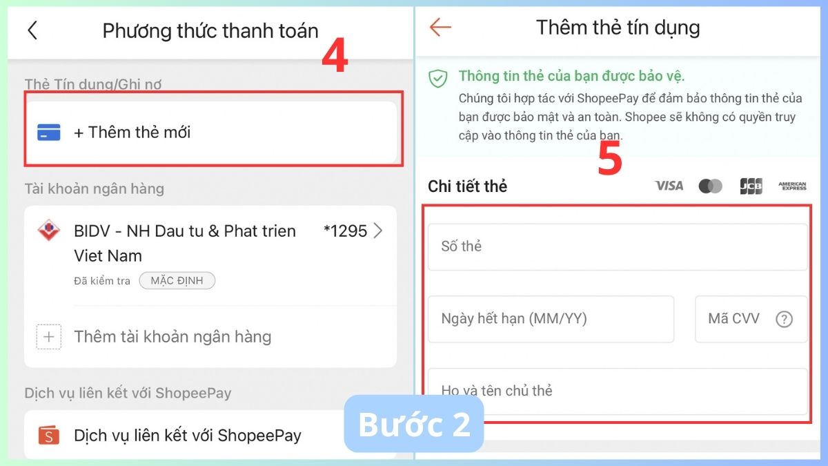 Cách liên kết thẻ ngân hàng với Shopee bước 2
