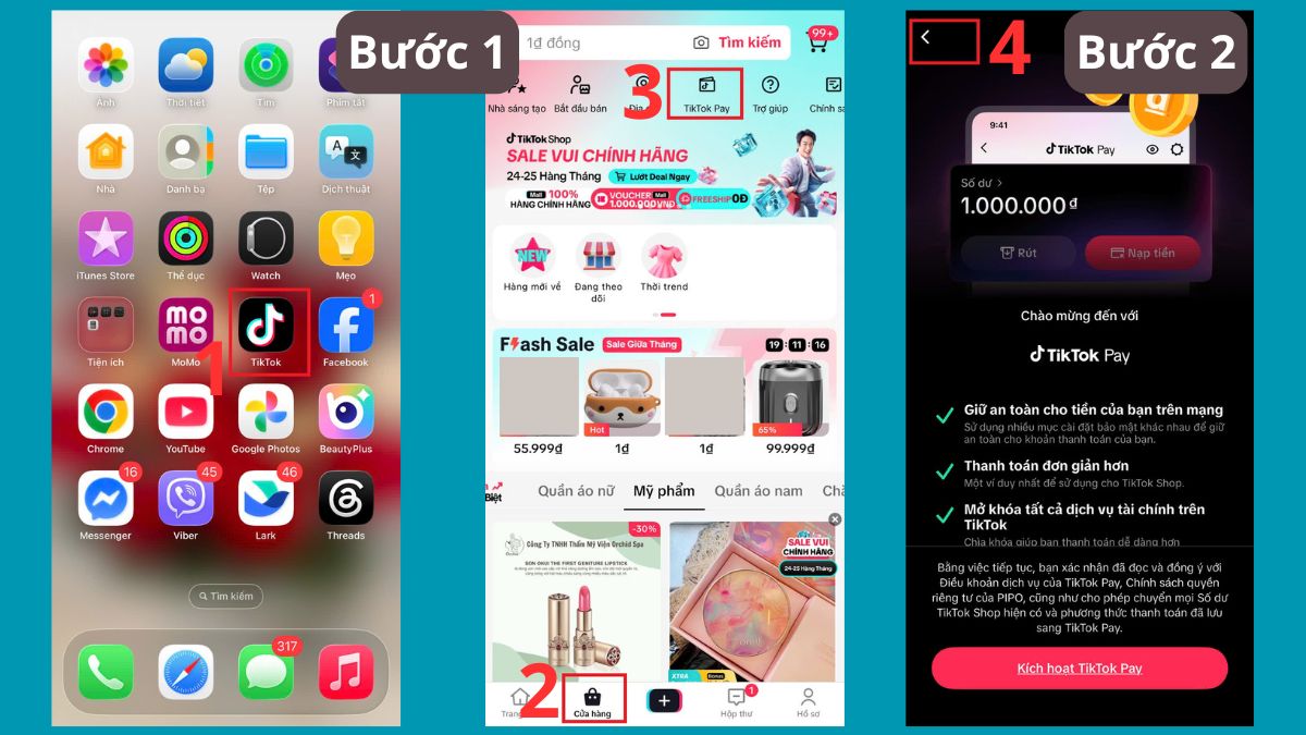 Cách liên kết tài khoản ngân hàng với TikTok Shop bước 1