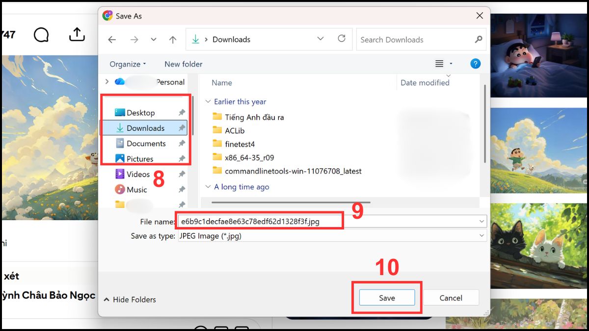 Cách lưu ảnh trên Pinterest về máy tính bước 8, 9, 10