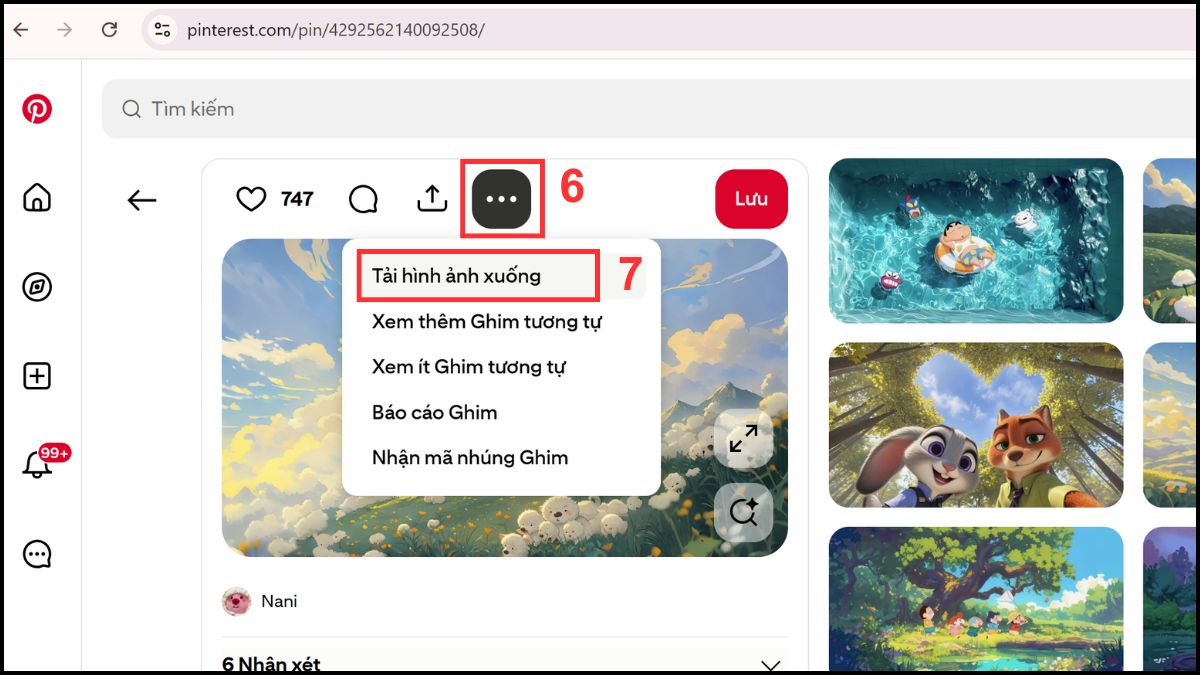 Cách lưu ảnh trên Pinterest về máy tính bước 6, 7