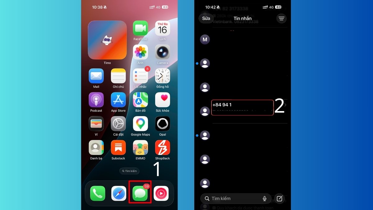 Cách lưu số điện thoại trên iOS từ tin nhắn bước 1