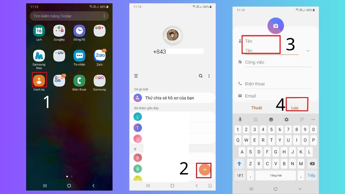 Cách lưu số điện thoại trên Android từ Danh bạ