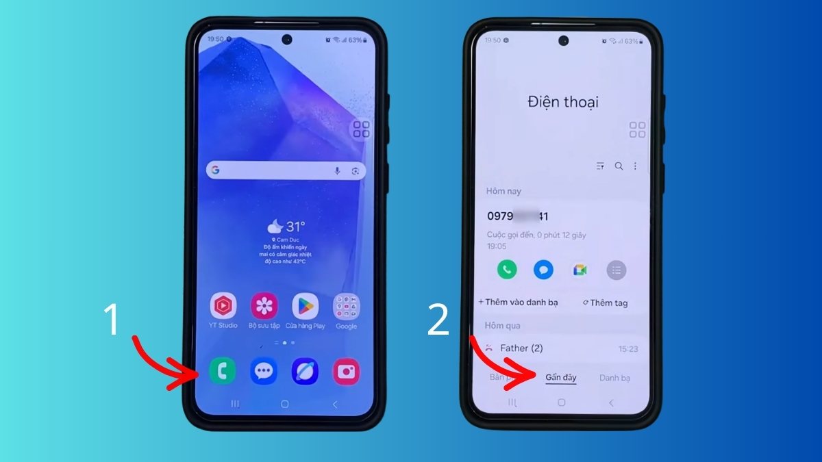Cách lưu số điện thoại trên Android từ Nhật ký cuộc gọi bước 1