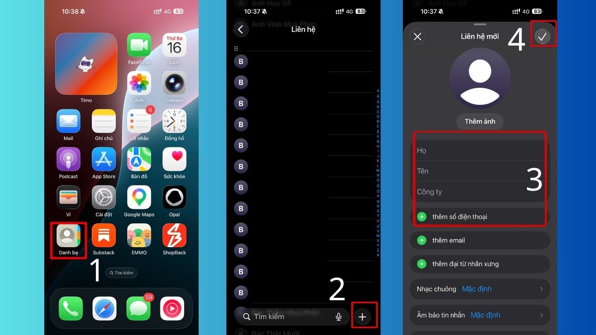 Cách lưu số điện thoại trên iOS từ Danh bạ