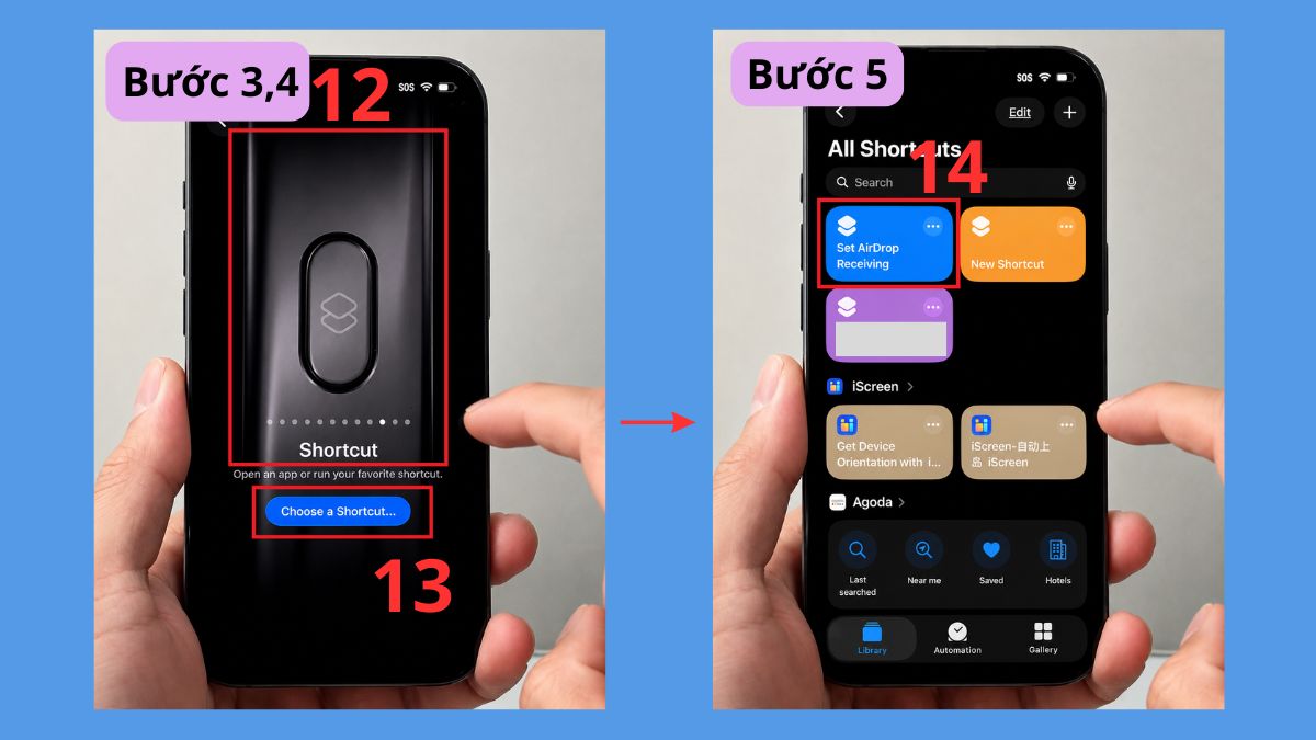 Cách mở Airdrop iPhone 17 qua Action Button bước 3, 4, 5