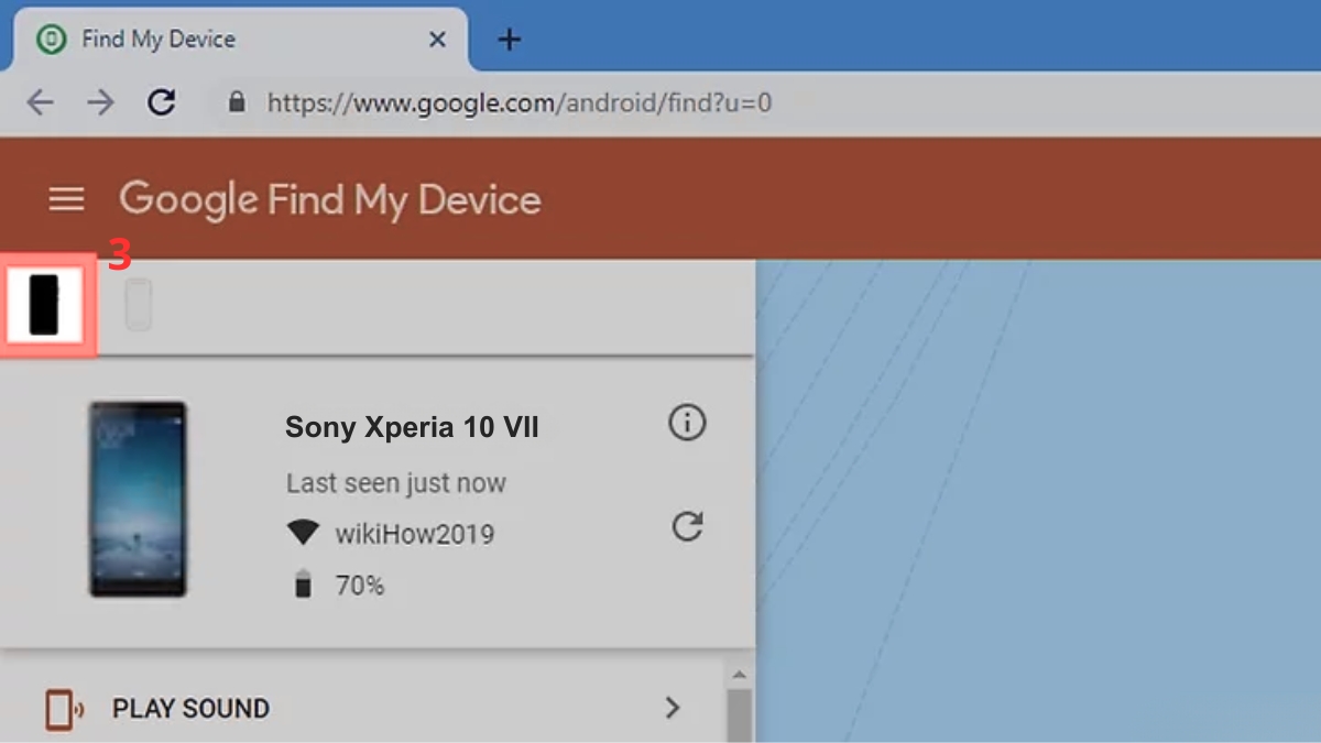 Cách mở khóa điện thoại Sony khi quên mật khẩu bằng Google Find My Device bước 3