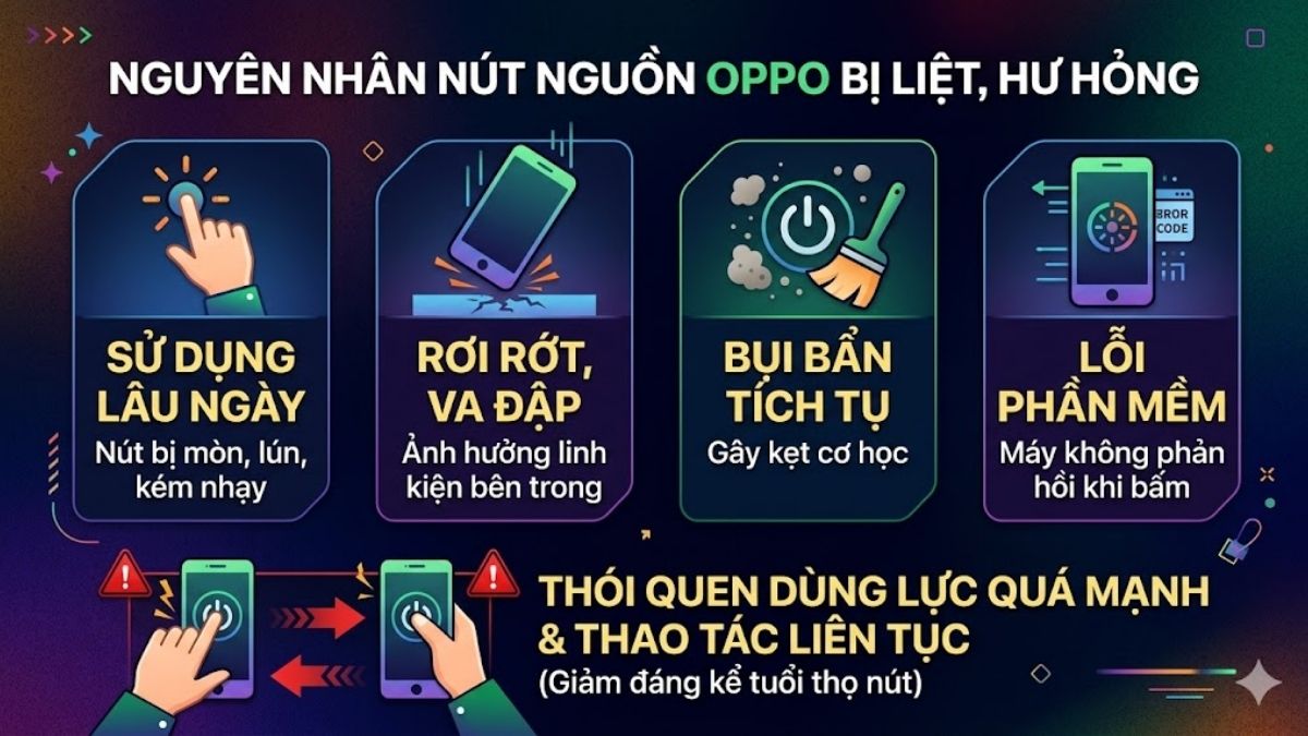 Nguyên nhân cần áp dụng cách mở nguồn Oppo khi nút nguồn bị liệt
